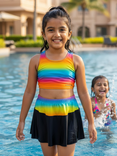 Girls Ombre Tankini Skirt Swimset