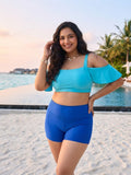 Cyan Frill Royal Shorts Set (2 Pcs)