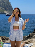 Blue Gingham Cotton Shorts Nightsuit