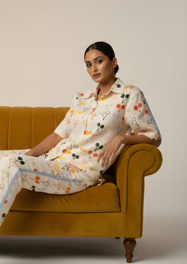 Playful Cherry Print-Cotton Night Suit