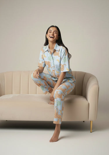 Wild Comfort Leopard Print-Night Suit