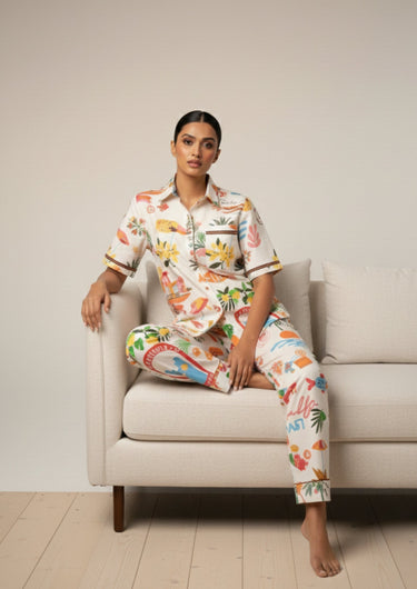 Amalfi Dreams Printed-Night Suit