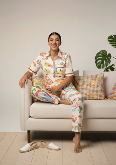 Amalfi Dreams Printed-Night Suit