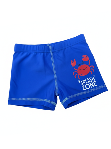 Boys Navy Blue Crab Graphic Swim Trunks