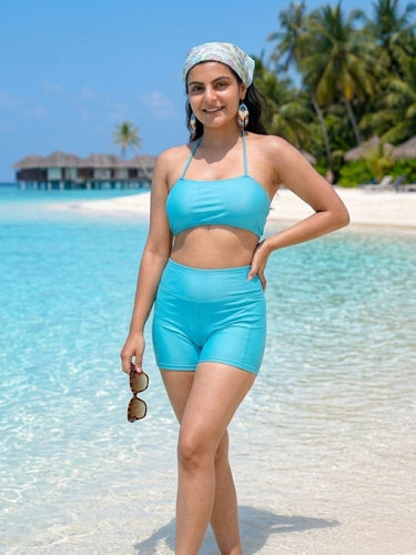 Cyan-derella Halter Shorts Set (2 Pcs)