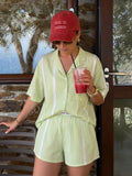 Green Striped Cotton Shorts Nightsuit