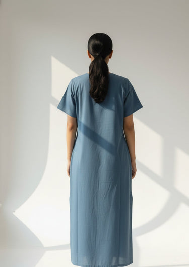 Twilight Bloom – Cotton Embroidered Nighty