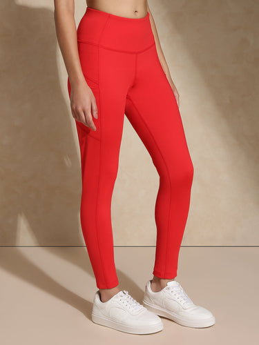 Valentine's special red luna sculpt leggings - Romantic gym wear gift for wife