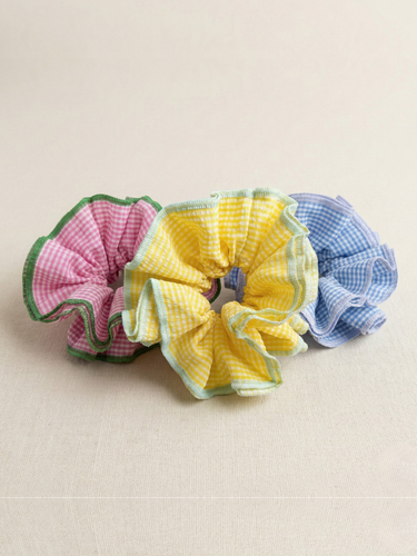 Gingham Oversized Cotton Scrunchie (Pack of 3)
