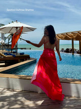 Aahnaa Sharma spotted in One-piece Sangria monokini paired with wrap sarong outdoors