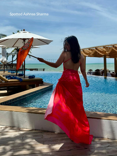 Aahnaa Sharma spotted in One-piece Sangria monokini paired with wrap sarong outdoors