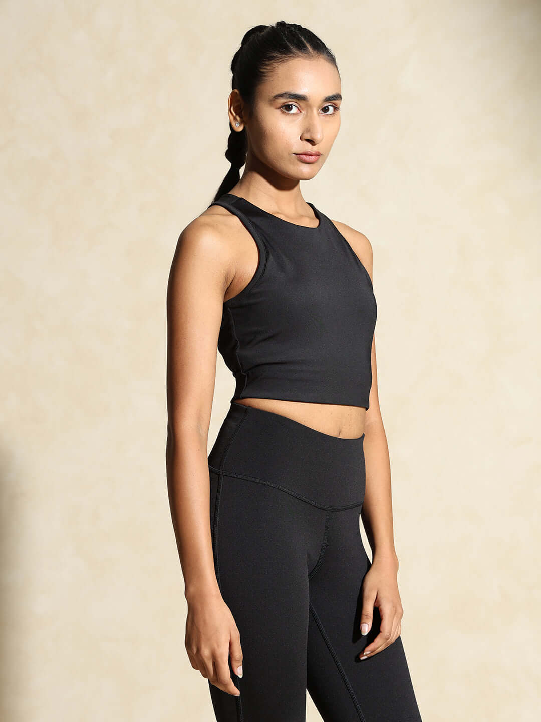 Shop-Keyhole Back Crop Top with Clasp Black