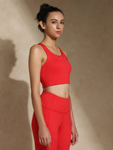 Valentine's special red high-impact action bra and luna sculpt leggings - Romantic gym wear gift for wife