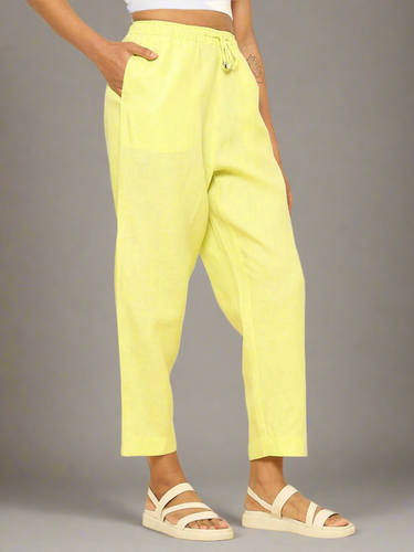 Shop-Linen Tapered Pants Lime