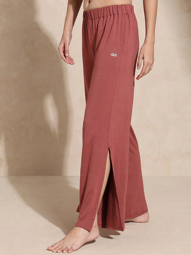Shop-Serene Yoga Pants with Slit Marsala
