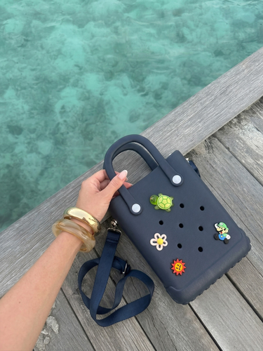 Blue Croc Crossbody Tote Bag