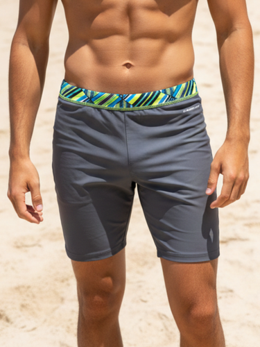 Men's Grey Athletic Swim Shorts