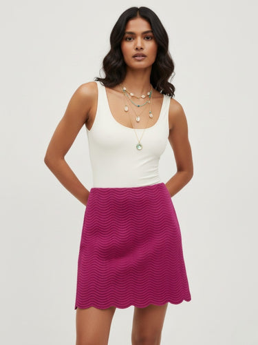 Ribbed Knit Pink Mini Skirt