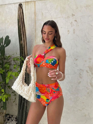 Pina Colada One Shoulder High Waist Bikini Set