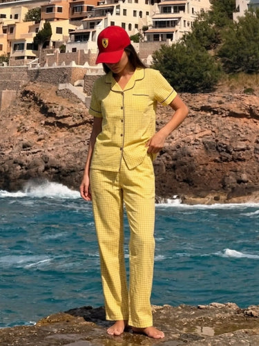 Butter Yellow Gingham Pajama Set