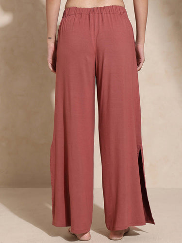 Shop-Serene Yoga Pants with Slit Marsala
