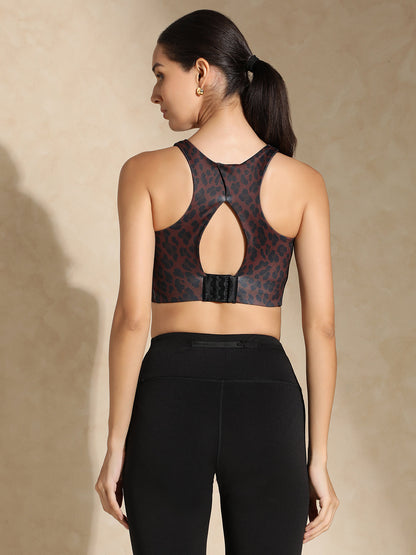 Leopard  High Impact Action Bra With Clasp