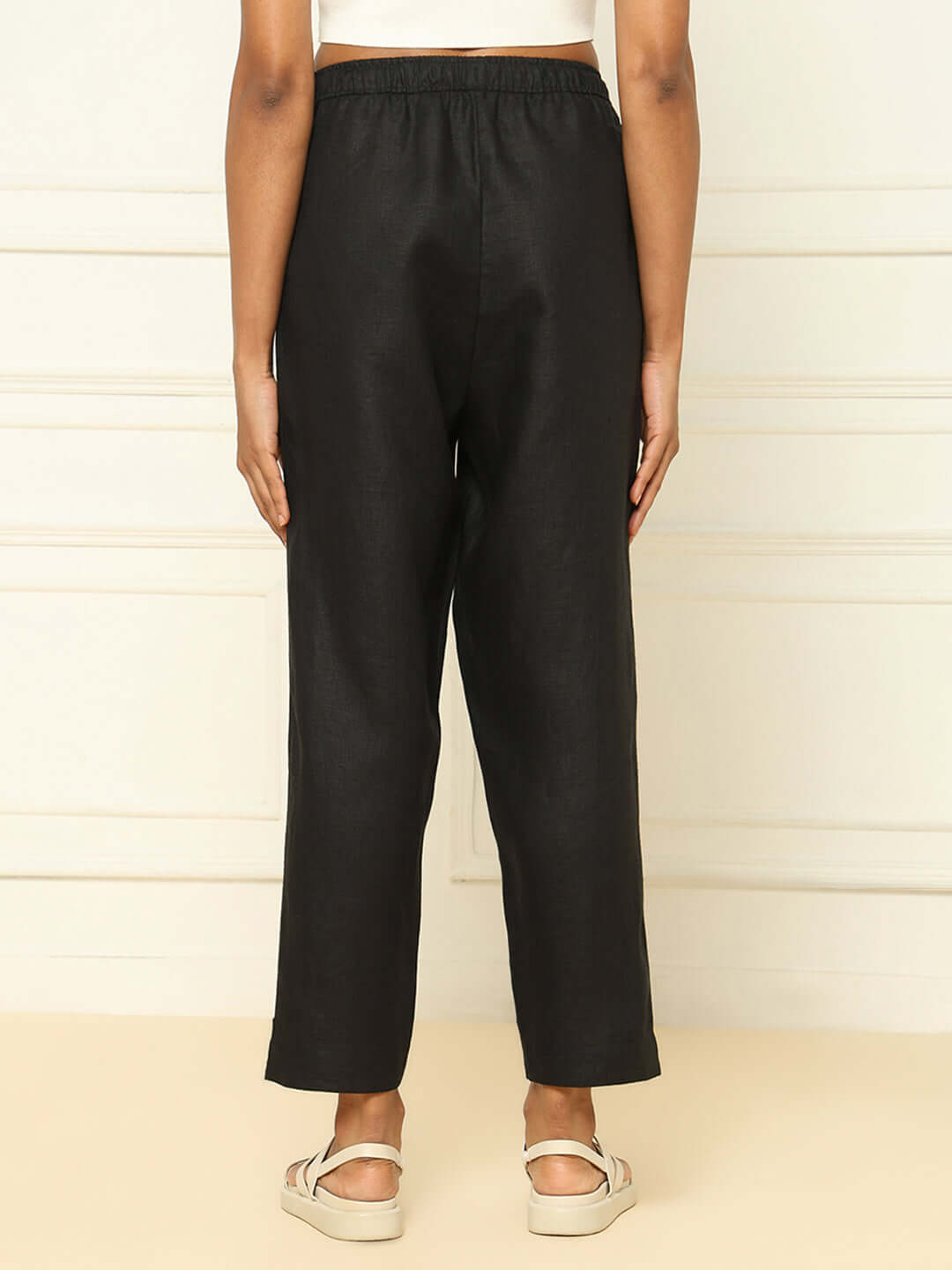 Shop-Linen Tapered Pants Black