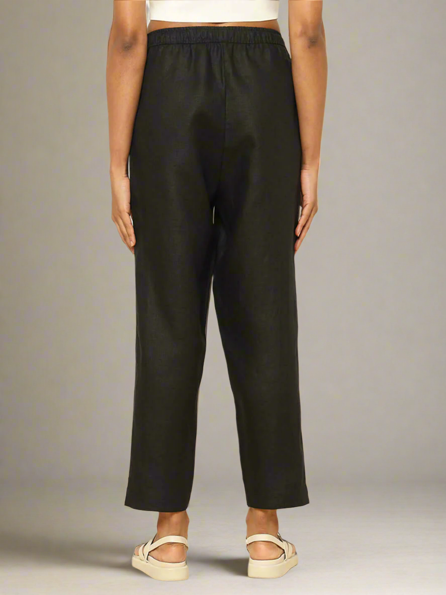 Shop-Linen Tapered Pants Black