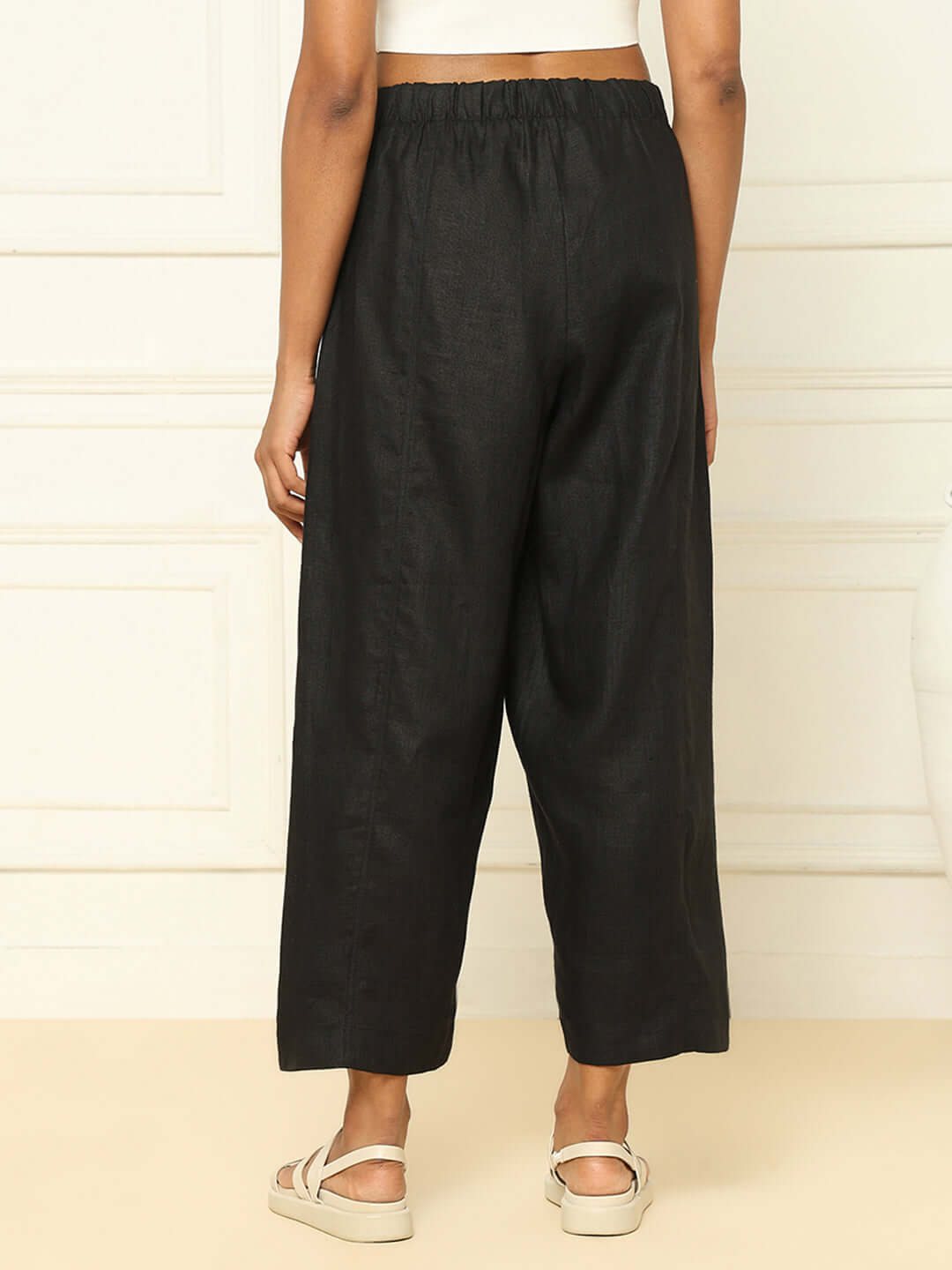 Shop-Linen Barrel Pants Black