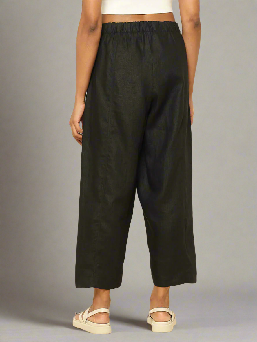 Shop-Linen Barrel Pants Black