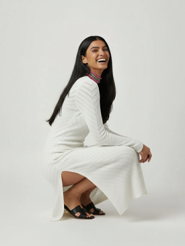 White Knitted Bodycon Beachwear Maxi Dress