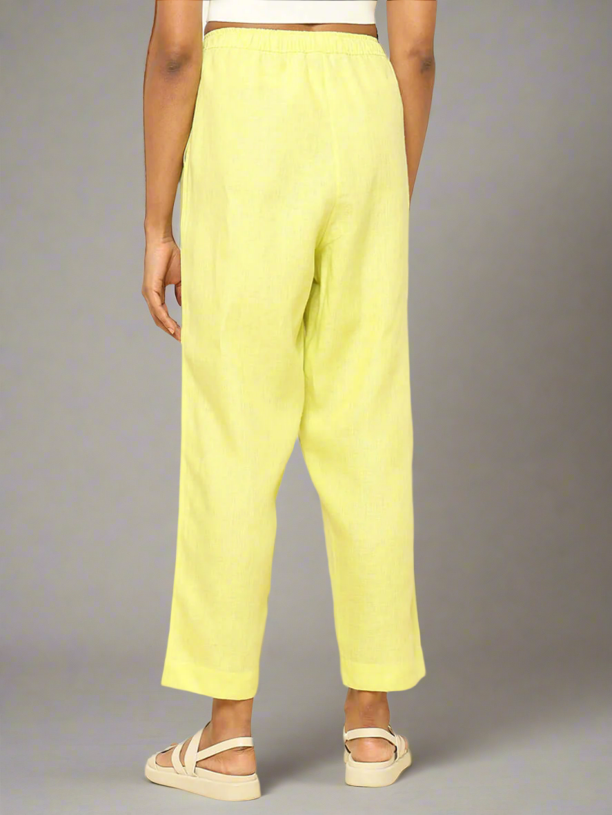 Shop-Linen Tapered Pants Lime