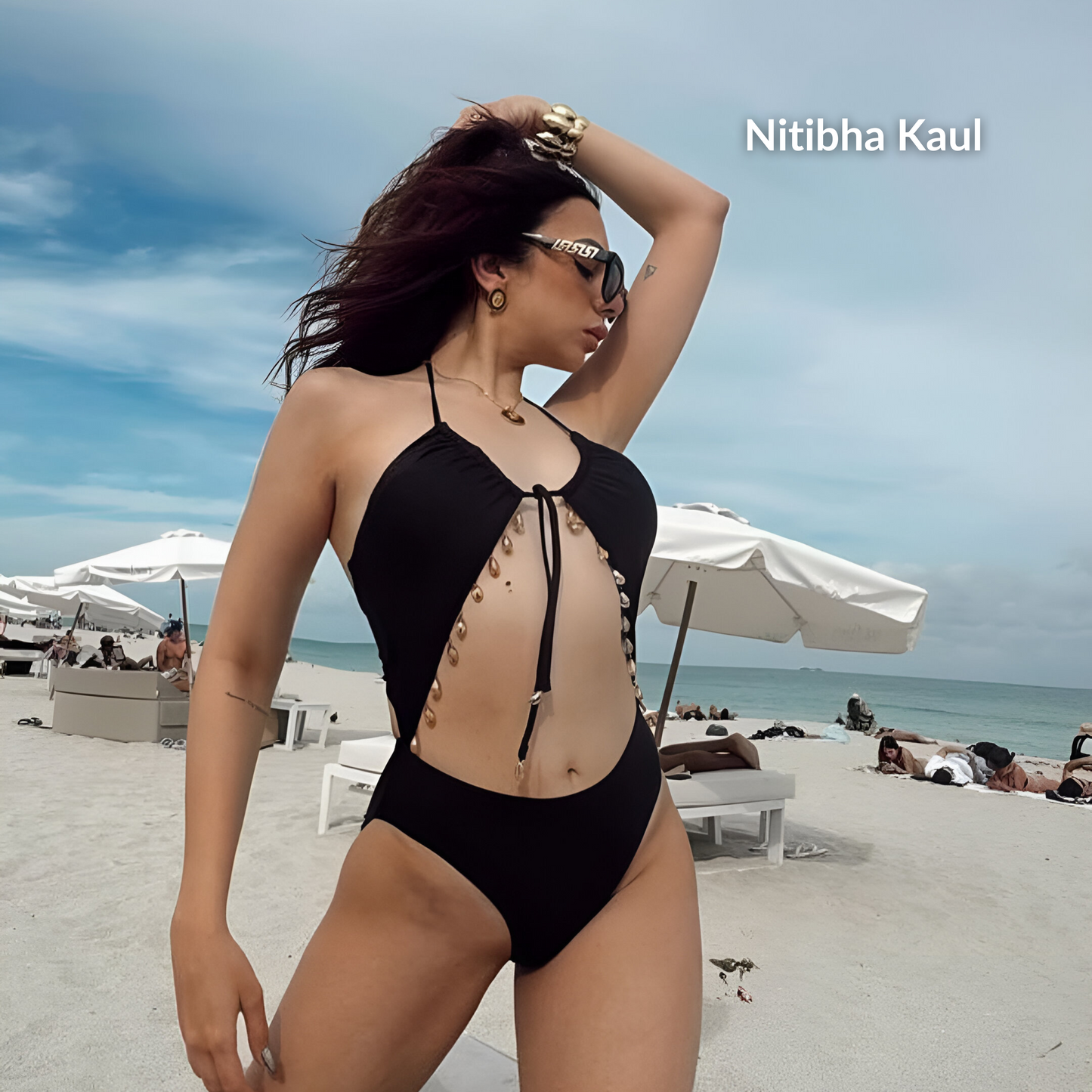 NOIR BEADED SWIMSUIT