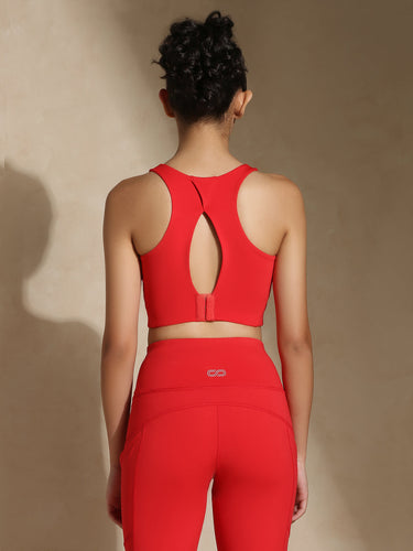 Valentine's special red high-impact action bra and luna sculpt leggings - Romantic gym wear gift for wife