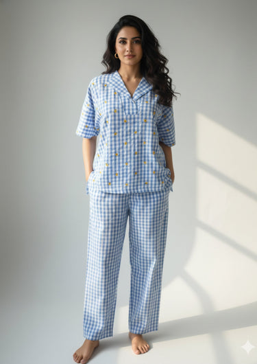 Sunflower Check Embroidered Co-Ord Set