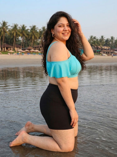 Cyan Frill Shorts Set (2 Pcs)