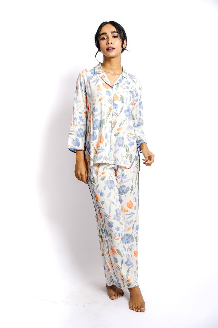 Luxurious Printed Egyptian Rayon Cotton Night Suit