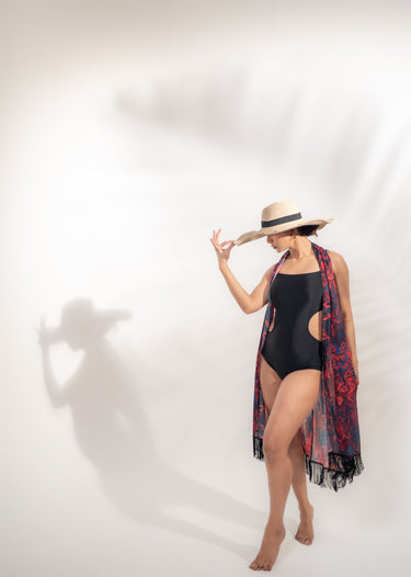 Crimson Cascade – Georgette Sarong