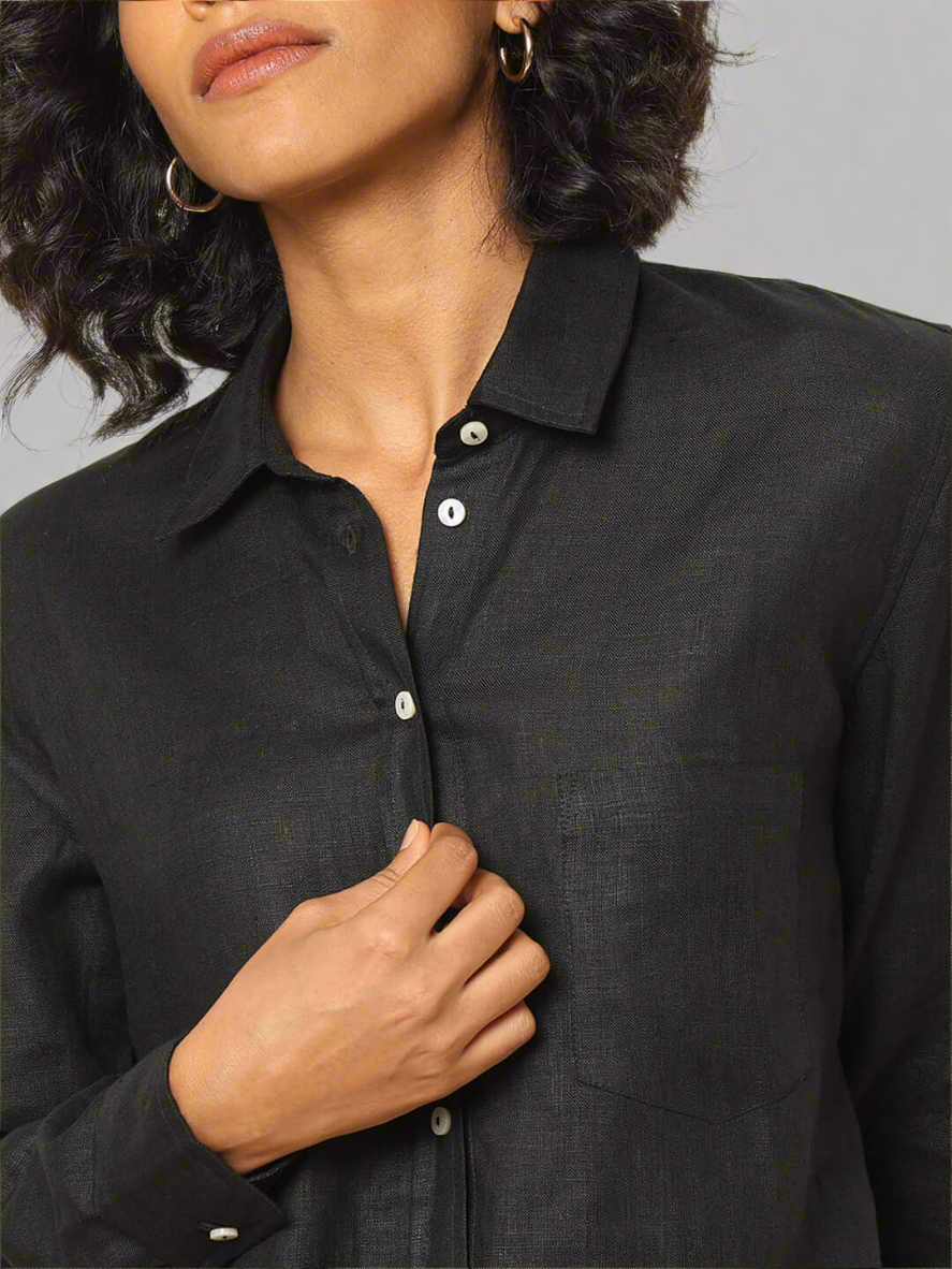 Shop-Linen Shirt Black