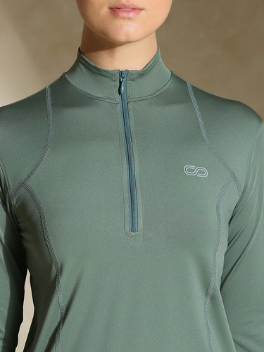 Shop-Women's Ath Runner Zip Neck Light Sage
