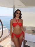 Hawaiian Red Halter Bikini Set