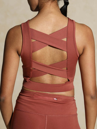 Shop-Padded Cross Back Crop Top Marsala