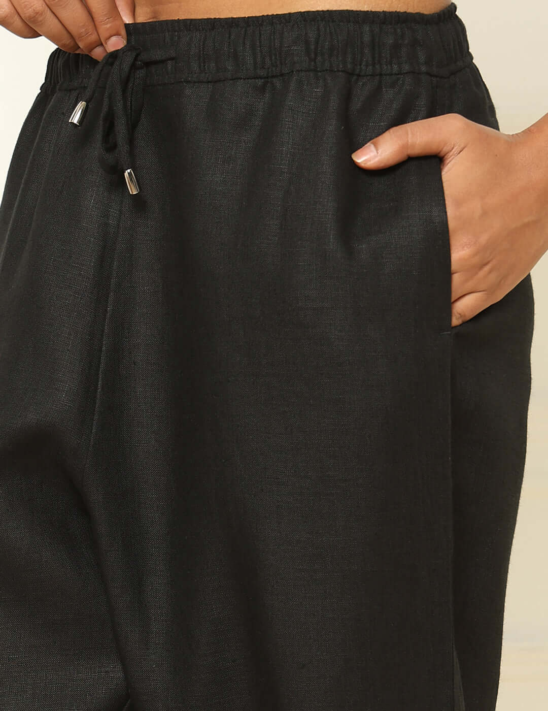 Shop-Linen Tapered Pants Black