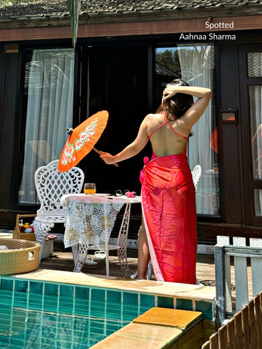 Aahnaa Sharma in Monokini Sarong Swimsuit Set
