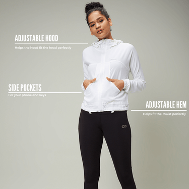 Premium white utility cargo jacket - Versatile and stylish fitness gift for her to upgrade her spring workout wardrobe
