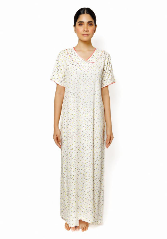 Exclusive Print Nighty with Satin Yoke Finish