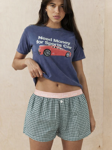 Green Gingham Cotton Lounge Shorts (Pack of 2)