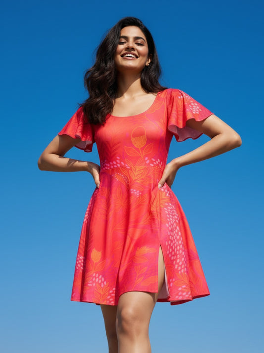 Sangria Modest Swimdress with Sleeves