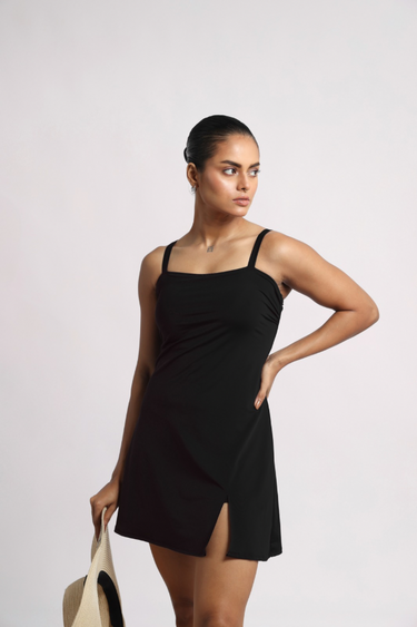 Black – Dress Swimsuit with Shorts