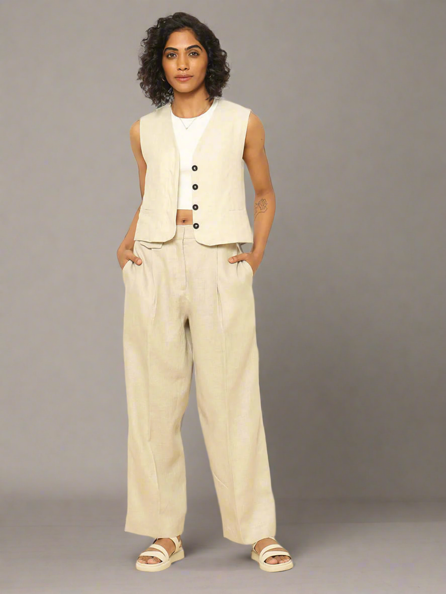 Shop-Linen Waistcoat Beige